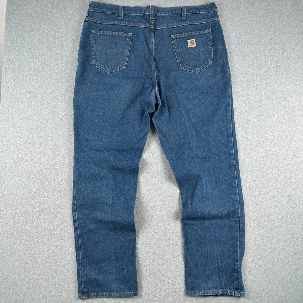 Carhartt Jeans‎ Mens 40x34 Blue Relaxed Fit B49 Straight Leg Denim Work Pants